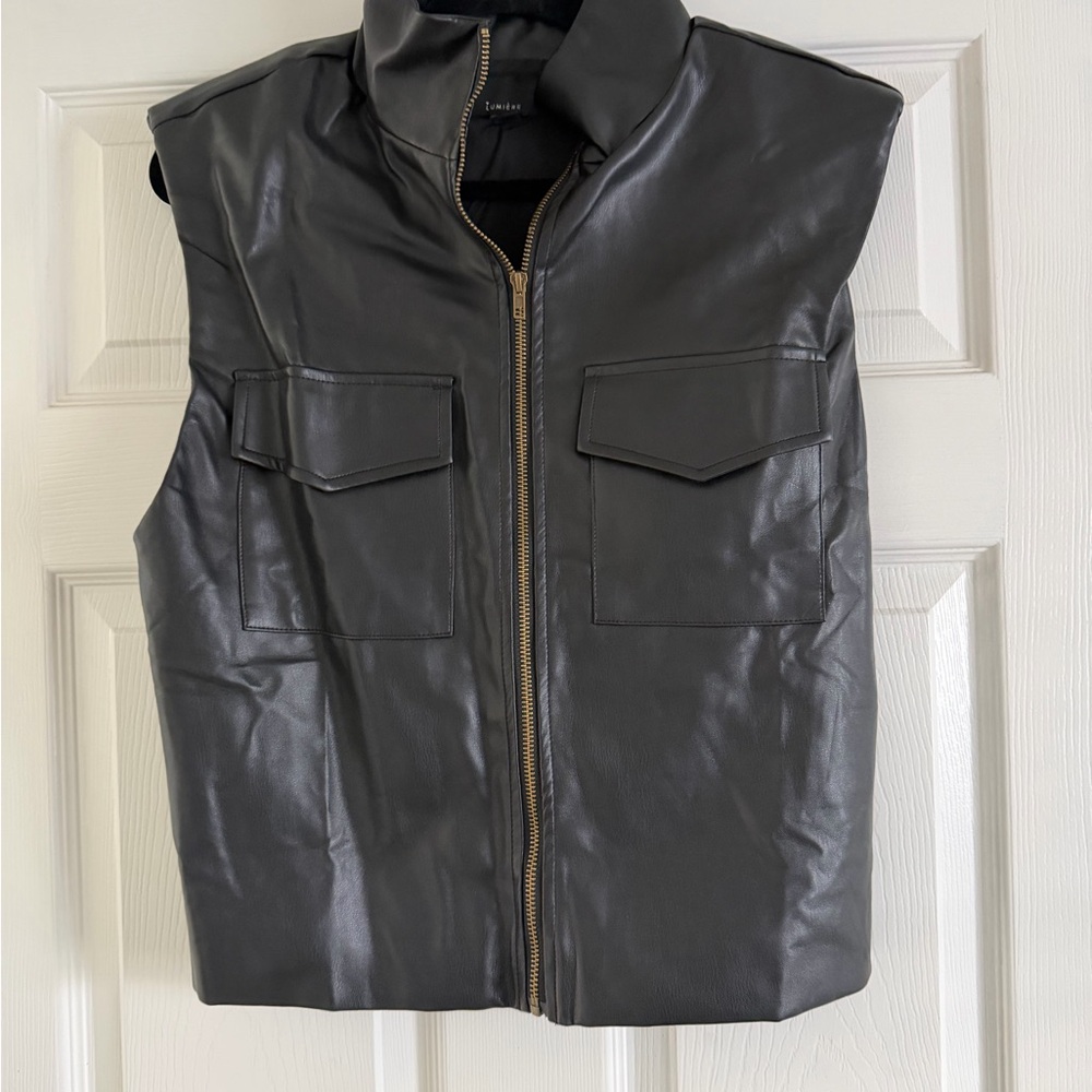 NWOT Lumiere Black Faux Leather Vest